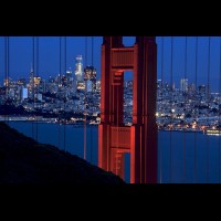 Golden Gate Bridge with San Francisco skyline at twilight :: CASFOgoldengatebridge73463adjjpg