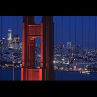 Golden Gate Bridge with San Francisco skyline at twilight :: CASFOgoldengatebridge73466jpg