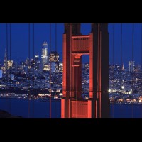 Golden Gate Bridge with San Francisco skyline at twilight :: CASFOgoldengatebridge73467adjjpg