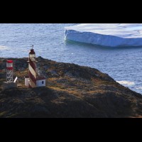 Bacalhao Island Lighthouse and iceberg, Newfoundland, Canada  :: LTHbacalhaoislandnl48744